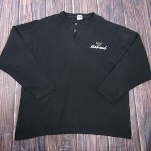 Cotton Deluxe Emmanuel Shirt Mens XL Black Henley Long Sleeve Made In USA Tee